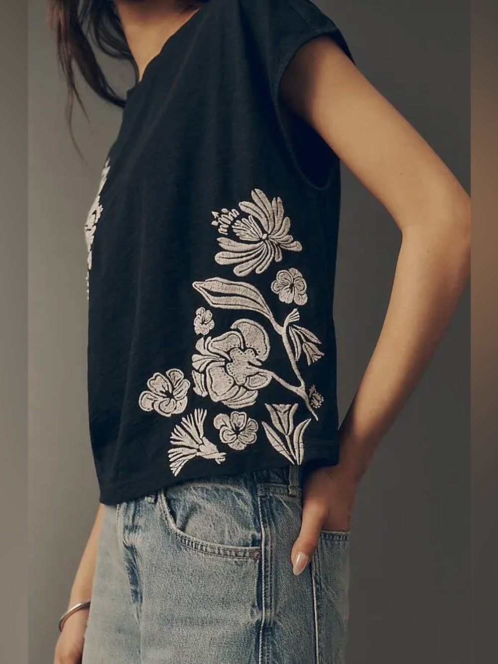 NWT! Anthropologie Embroidered Topanga Tee Sz XL - Picture 2 of 4